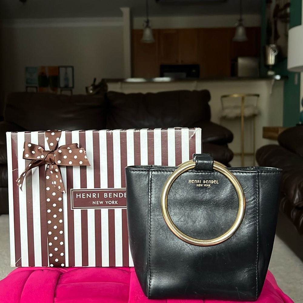 Henri Bendel Black Mini Bag with Gold Accent - Picture 3 of 15